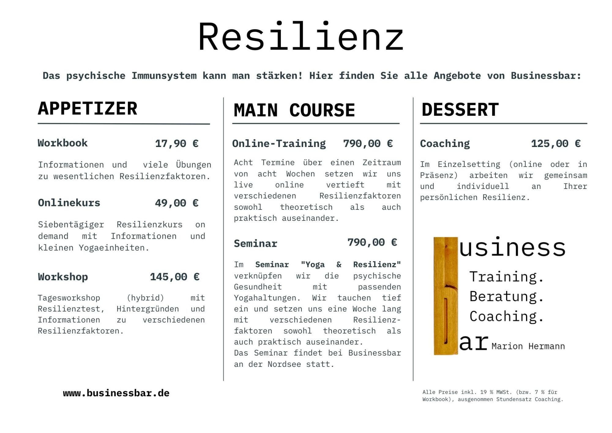 Speisekarte Resilienz