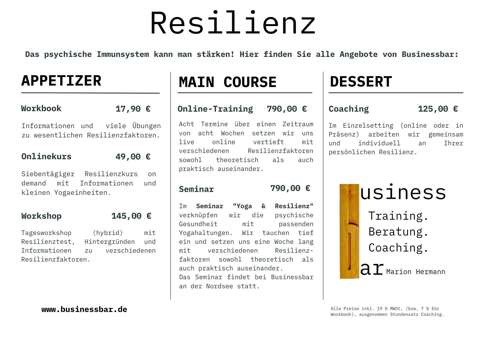 Speisekarte Resilienz
